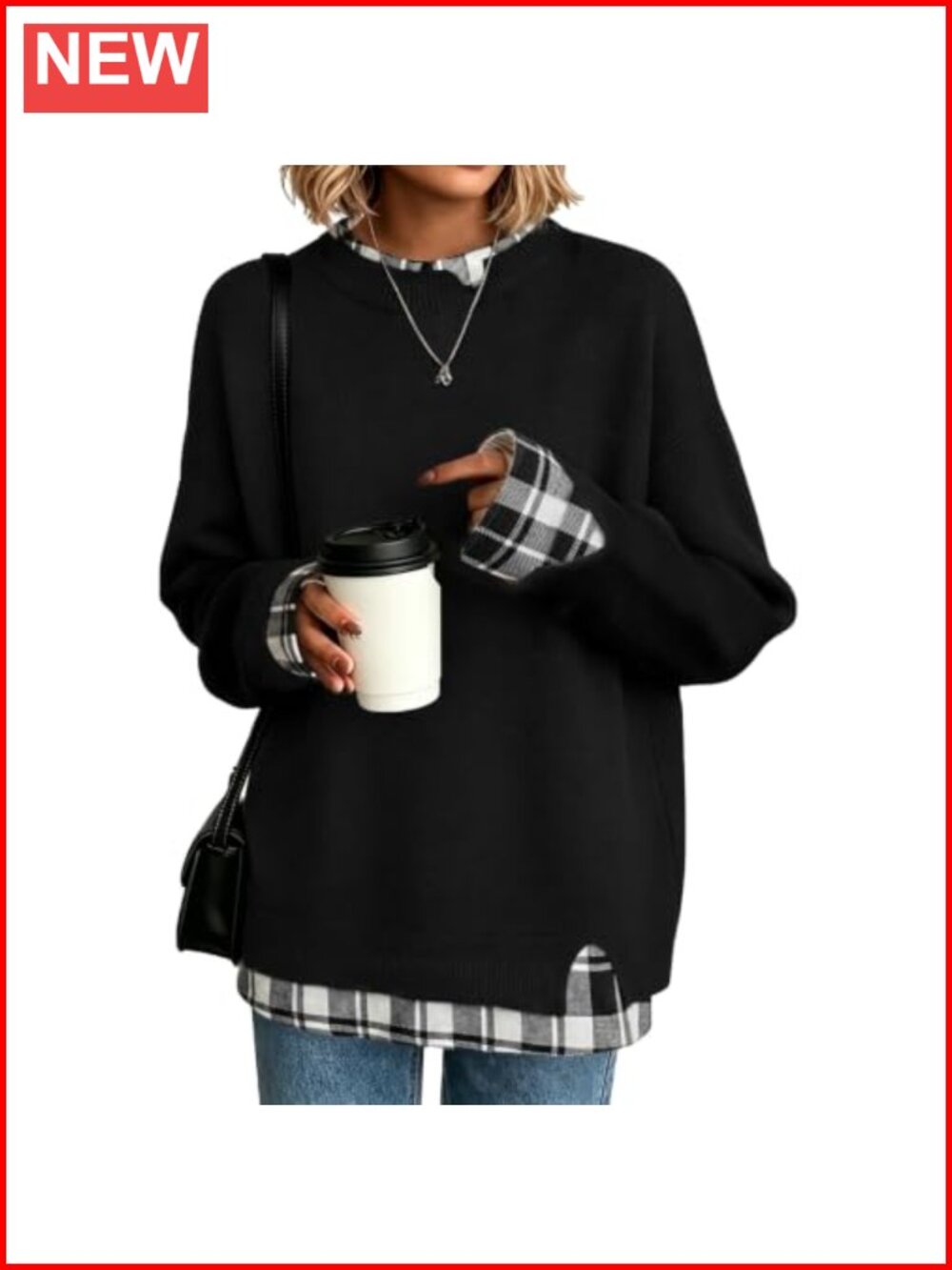 Oversized Knit Sweater Women Long Sleeve Crew Neck Pullover Cozy Fall Winter